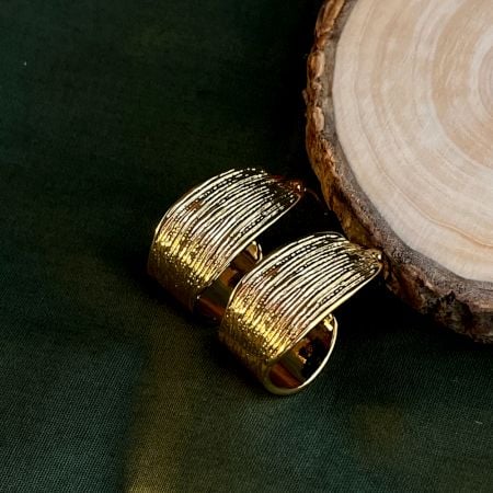 18K Gold Plated Minimal Half Round Hoop Earrings